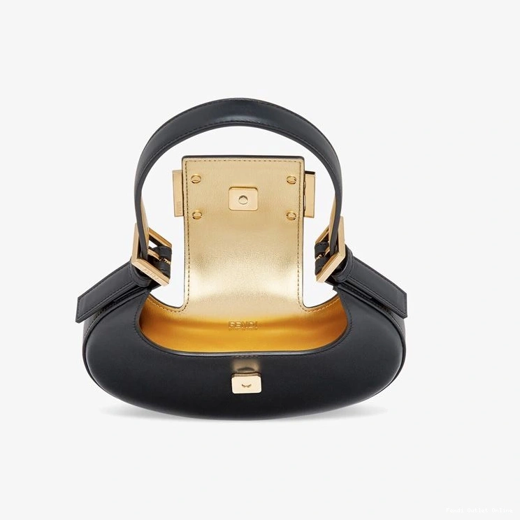 Affordable In Black Leather Fendi Calf Mini Hobo Bag Cookie 0825